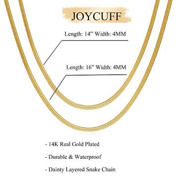 14K Gold Plated Layered Choker Necklace for Women Trendy Snake Chain Herringbone Necklace Gold Jewelry for Women Dainty Gifts for Birthday Christmas Valentine's Day Wedding