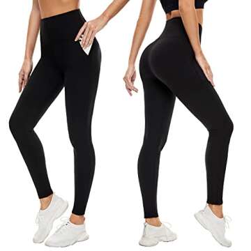 FULLSOFT 3 Pack Leggings for Women with Pockets Non See Through-Workout High Waisted Tummy Comtrol B...
