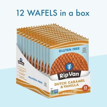 Rip Van Wafels Gluten-Free Stroopwafel - Dutch Caramel & Vanilla Stroopwafels Healthy Snacks Non-GMO Low Sugar (6g) Calorie, 12 Count