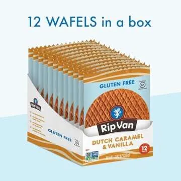 Rip Van Wafels Gluten-Free Stroopwafel - Dutch Caramel & Vanilla Stroopwafels Healthy Snacks Non-GMO Low Sugar (6g) Calorie, 12 Count