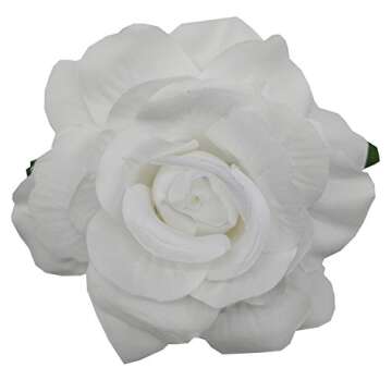 La Homein Sanrich 4pcs/Pack Fabric Rose Hair Flowers Clips Mexican Hair Flowers Hairpin Brooch Headpieces (White)