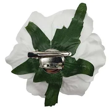 La Homein Sanrich 4pcs/Pack Fabric Rose Hair Flowers Clips Mexican Hair Flowers Hairpin Brooch Headpieces (White)