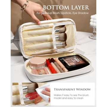 Vogewood Gifts For Teacher-Makeup Bag, Personalized Double Layer Cosmetic Bag with Makeup Brush Organizer, Toiletry Bag, Customizable Gifts for Girls Age 8-10 10-12 12-14 14-16 Birthday Gifts Ideas