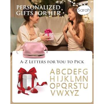 Vogewood Gifts For Teacher-Makeup Bag, Personalized Double Layer Cosmetic Bag with Makeup Brush Organizer, Toiletry Bag, Customizable Gifts for Girls Age 8-10 10-12 12-14 14-16 Birthday Gifts Ideas