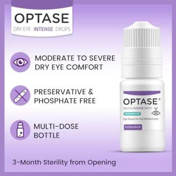 Optase Dry Eye Intense Drops - Preservative Free Eye Drops for Long Lasting Relief - Artificial Tears to Relieve Severe Dry Eye Symptoms - Multidose Bottle - Step 3 Hydrate - .33 fl oz, 300 Doses