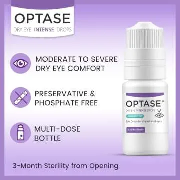 Optase Dry Eye Intense Drops - Preservative Free Eye Drops for Long Lasting Relief - Artificial Tears to Relieve Severe Dry Eye Symptoms - Multidose Bottle - Step 3 Hydrate - .33 fl oz, 300 Doses