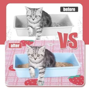 BALAPET Large Cat Litter Mat Litter Trapping Mat Soft and comfortable,Litter Box Mat with Non-slip and Waterproof for Cats Play,Feed and Rest,Easy to Clean，35 * 24in(Strawberries)
