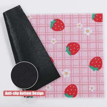 BALAPET Large Cat Litter Mat Litter Trapping Mat Soft and comfortable,Litter Box Mat with Non-slip and Waterproof for Cats Play,Feed and Rest,Easy to Clean，35 * 24in(Strawberries)