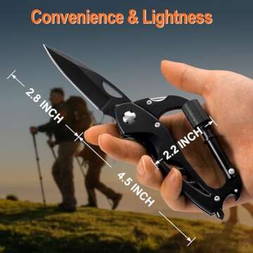 Father's Day Gifts from Daughter, Multitool Carabiner with Pocket Knife, EDC Gear with Folding Knives, Bottle Opener, Window Breaker And Screwdriver, Tactical Survival Gear for Camping And Hiking