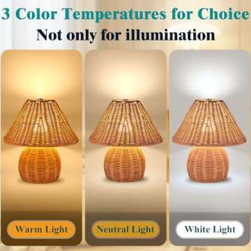 Bamboo Rattan Table Lamp with Adjustable Light Colors
