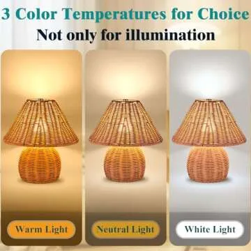 Bamboo Rattan Table Lamp with Adjustable Light Colors