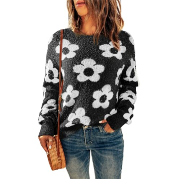 Dokotoo Women's Ivory Flora Knit Sweater - Comfy Fall Fashion 2024