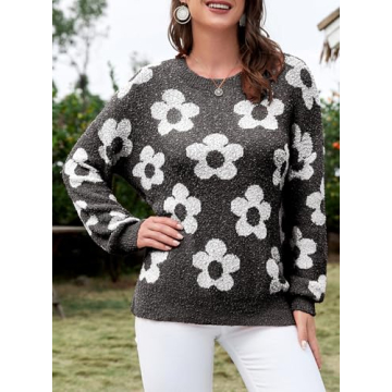 Dokotoo Women's Ivory Flora Knit Sweater Fall Fashion
