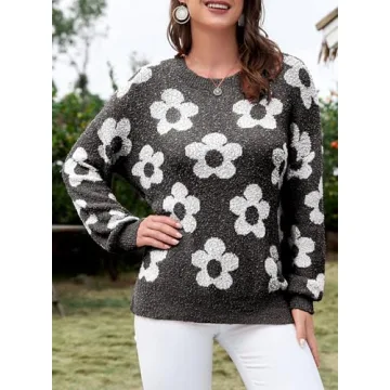 Dokotoo Women's Ivory Flora Knit Sweater Fall Fashion