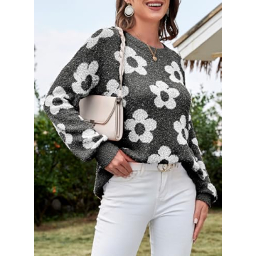 Dokotoo Women's Ivory Flora Knit Sweater Fall Fashion