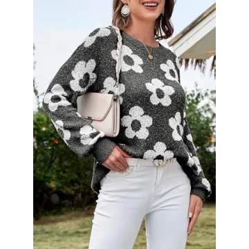 Dokotoo Women's Ivory Flora Knit Sweater Fall Fashion