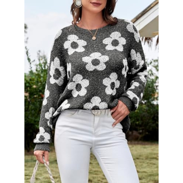 Dokotoo Women's Ivory Flora Knit Sweater Fall Fashion