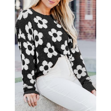 Dokotoo Women's Ivory Flora Knit Sweater Fall Fashion