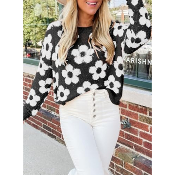 Dokotoo Women's Ivory Flora Knit Sweater Fall Fashion