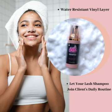 Lash Shampoo Label Stickers for Bottle 50pcs Eyelash Extensions Bath Wash Labels for Foam Pump Dispenser