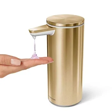 simplehuman 9 oz. Touch-Free Rechargeable Sensor Liquid Soap Pump Dispenser, Brass Stainless Steel