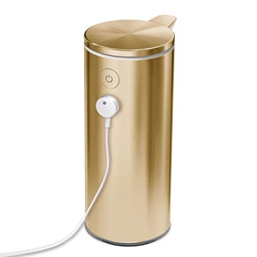 simplehuman 9 oz. Touch-Free Rechargeable Sensor Liquid Soap Pump Dispenser, Brass Stainless Steel
