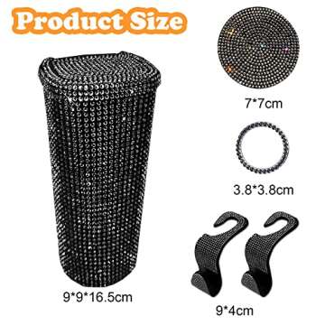 6pcs Bling Car Trash Can,Bling car Accessories,Multifunctional Car Organizer with car Coasters car H...