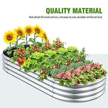 2 Pcs 8 x 3 x 1 FT Galvanized Steel Raised Garden Bed, Large Galvanized Steel Outdoor planter box fo...