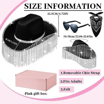 Rhinestone Cowboy Hat Glitter Style With Accessories