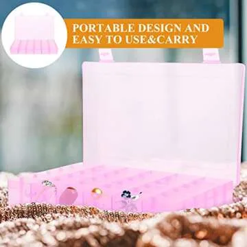 Adjustable 36 Grids Jewelry Storage Box Organizer - Pink