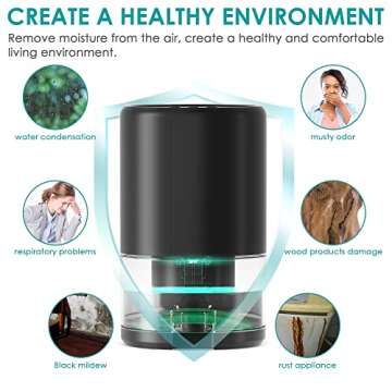 Dehumidifier Small 35oz Dehumidifier for Home 2600 Cubic Feet with 7 Color LED Lights, Quiet Portable Dehumidifier for Bedroom 285 sq ft with Two Working Modes for Closet Bedroom Bathroom RV Office