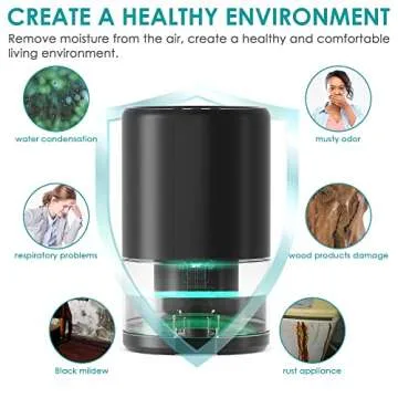 Dehumidifier Small 35oz Dehumidifier for Home 2600 Cubic Feet with 7 Color LED Lights, Quiet Portable Dehumidifier for Bedroom 285 sq ft with Two Working Modes for Closet Bedroom Bathroom RV Office