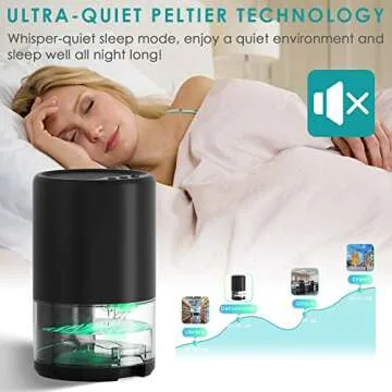 Dehumidifier Small 35oz Dehumidifier for Home 2600 Cubic Feet with 7 Color LED Lights, Quiet Portable Dehumidifier for Bedroom 285 sq ft with Two Working Modes for Closet Bedroom Bathroom RV Office