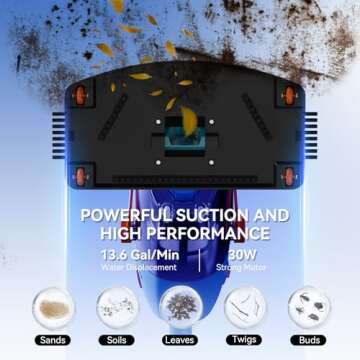 LVKE Cordless Handheld Pool Vacuum with Telescopic Pole, Rechargeable Battery, 60 Mins Runtime, High...