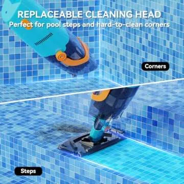 LVKE Cordless Handheld Pool Vacuum with Telescopic Pole, Rechargeable Battery, 60 Mins Runtime, High-Efficiency Screen, Ideal for Spa, Hot Tub, Above-Ground & In-Ground Pools Deep Cleaning, Lake Blue