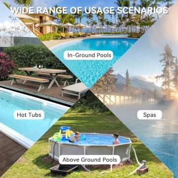 LVKE Cordless Handheld Pool Vacuum with Telescopic Pole, Rechargeable Battery, 60 Mins Runtime, High-Efficiency Screen, Ideal for Spa, Hot Tub, Above-Ground & In-Ground Pools Deep Cleaning, Lake Blue