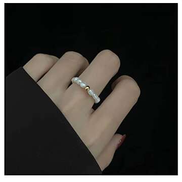 InzheG Gold Pearl Rings for Women - Adjustable & Stylish