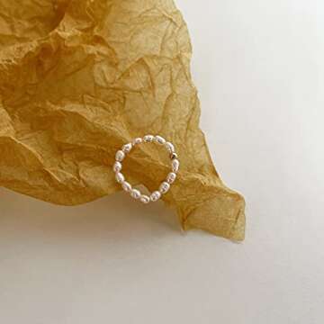 InzheG Gold Pearl Rings for Women - Adjustable & Stylish