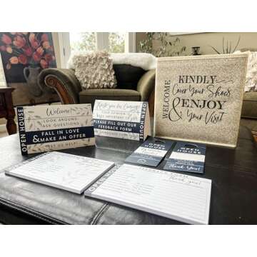Open House Supplies. Real Estate Sign in Book Guest Registry Notepad for Collecting Realtor Leads & Home Sale Feedback. Kit has Form Pads, Door Hangers & Tent Card Displays. Stately Blue,Two-pack.