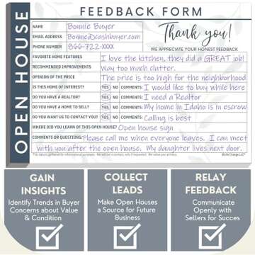 Open House Supplies. Real Estate Sign in Book Guest Registry Notepad for Collecting Realtor Leads & Home Sale Feedback. Kit has Form Pads, Door Hangers & Tent Card Displays. Stately Blue,Two-pack.