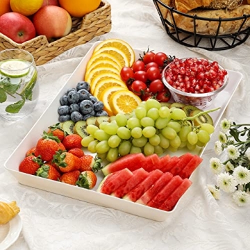 4-Pack Reusable White Serving Trays - Perfect for Parties