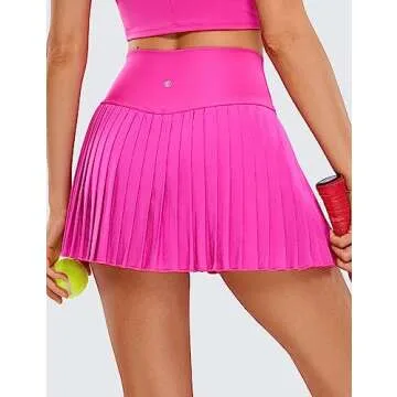 CRZ YOGA Women's High Waisted Pleated Tennis Skirt with Pockets