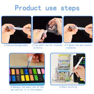 MAIYUE 12 PCS Watercolour Brush Pens, Refillable Water Brush Pens Water Brush Pens for Watercolor Painting with Assorted Tips Ink and Water Brush Pens for Paints, Artists, Painting, Calligraphy