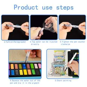 MAIYUE 12 PCS Watercolour Brush Pens, Refillable Water Brush Pens Water Brush Pens for Watercolor Painting with Assorted Tips Ink and Water Brush Pens for Paints, Artists, Painting, Calligraphy