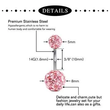 Anicina 14G Belly Button Ring Surgical Steel for Women Silver Navel Butterfly Flower Piercing Jewelry 10mm Curved Barbell Studs