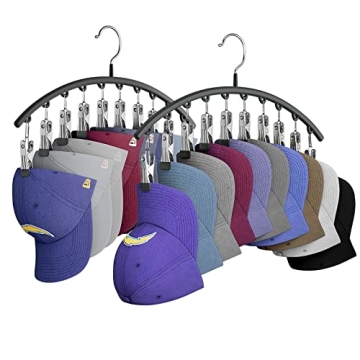 Yecuip Hat Hangers for Closet - Space-Saving Metal Hat Organizer with 10 Clips