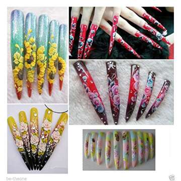 enForten 120pcs Clear Long Sharp Stiletto Fake Nail Tips False Nail Art Tip Manicure