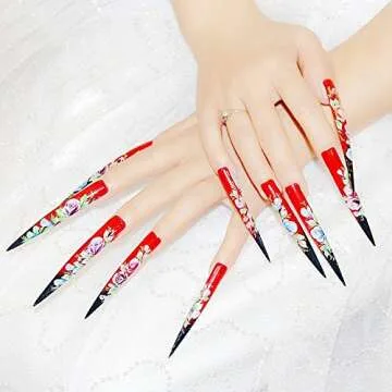 enForten 120pcs Clear Long Sharp Stiletto Fake Nail Tips False Nail Art Tip Manicure