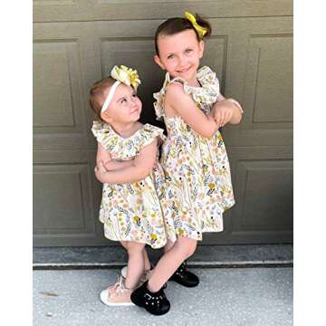 Toddler Baby Girl Sundress 2T Girls Wildflower Floral Casual Dresses 2-3T Girls Ruffle Neck Sleevele...