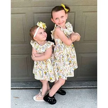 Toddler Baby Girl Sundress 2T Girls Wildflower Floral Casual Dresses 2-3T Girls Ruffle Neck Sleevele...